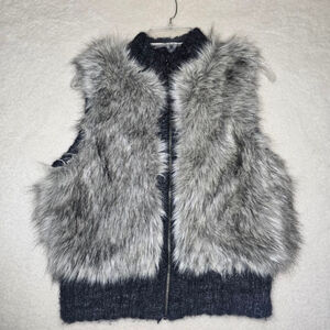 Women's Ann Taylor LOFT Gray Faux Fur Vest XSP